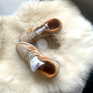 Brown and white dunks